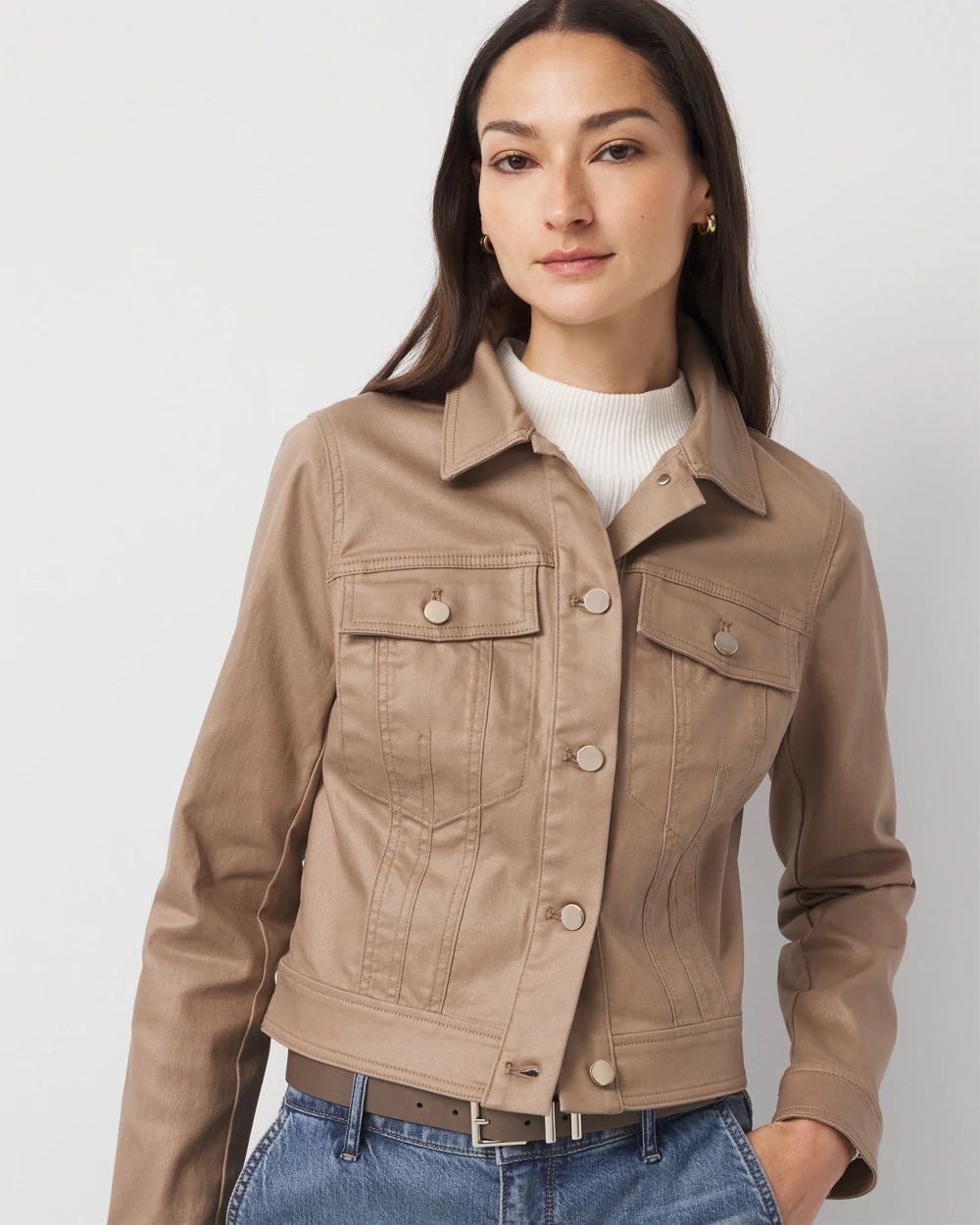 Coated Denim Trucker Jacket | White House Black Market